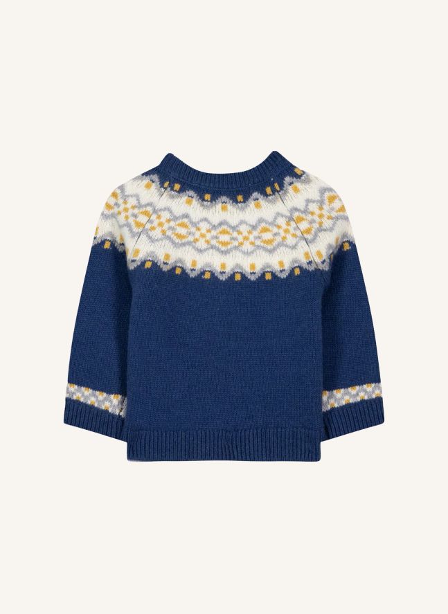 Baby Wool Winter Jacquard Sweater | Indigo