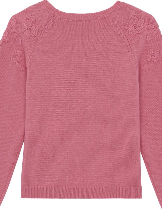 Pull Epaules Brodées Fleurs | Rose