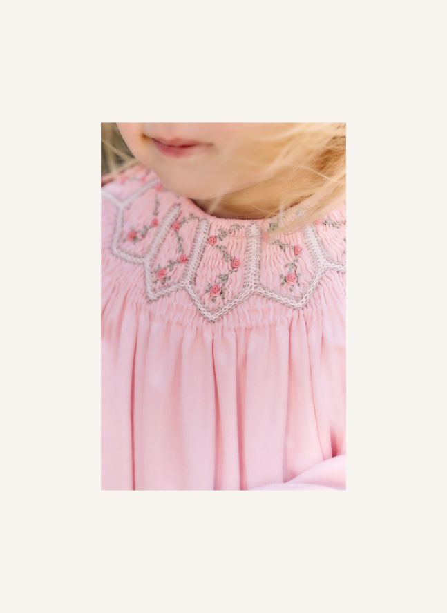 Vestido bordado con flores | Rosa