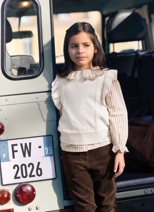 Pull Sans Manches Volants | Ecru
