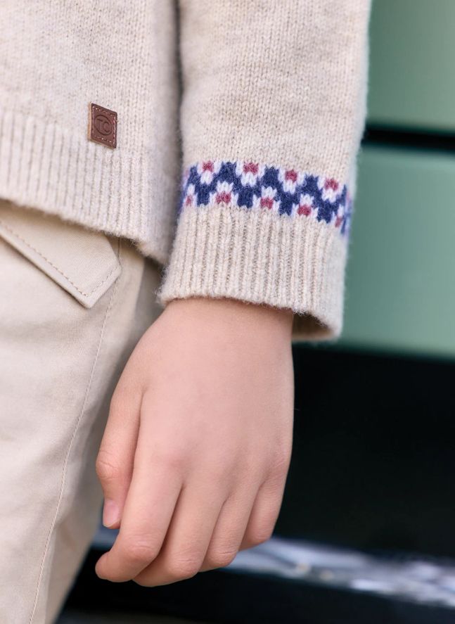 Pull Jacquard Hivernal Laine | Sable