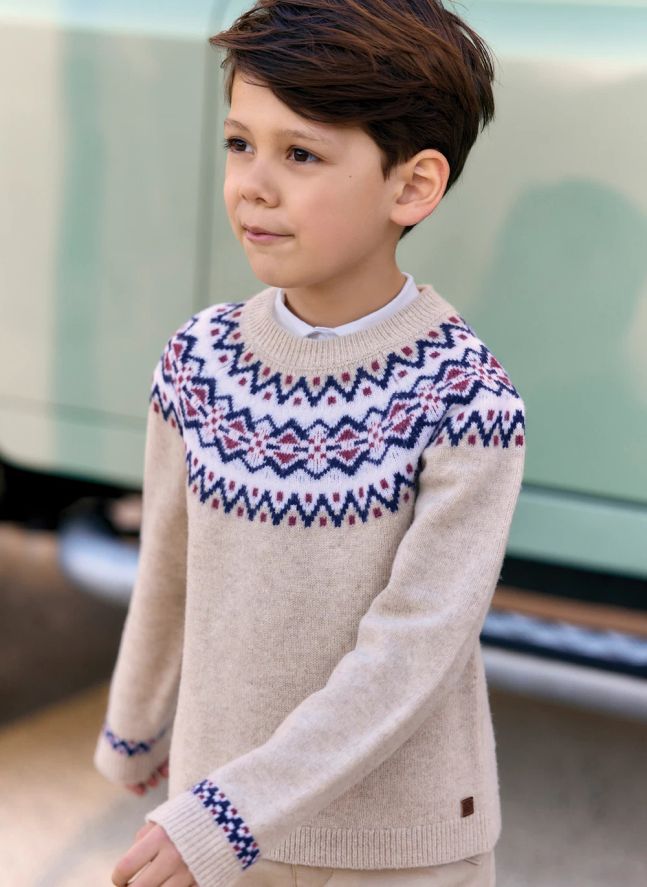 Pull Jacquard Hivernal Laine | Sable