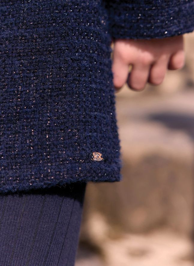 Veste Col Claudine Tweed | Bleu marine