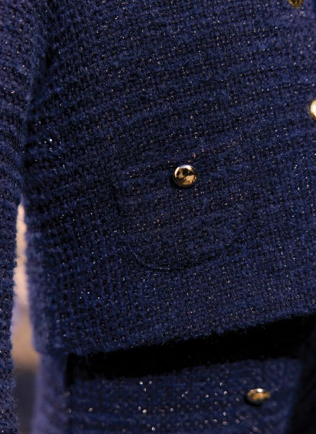 Veste Col Claudine Tweed | Bleu marine