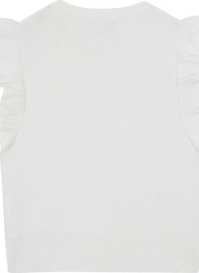 Pull Sans Manches Volants | Ecru