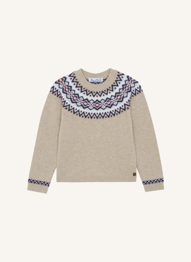 Pull Jacquard Hivernal Laine | Sable