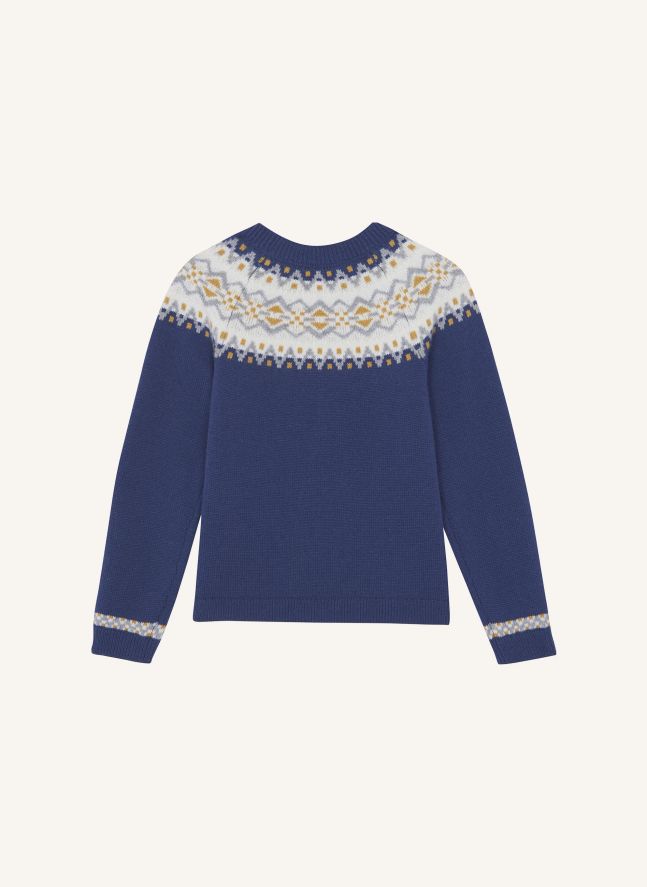Pull Jacquard Hivernal Laine | Indigo