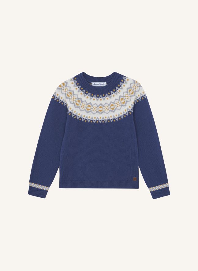 Pull Jacquard Hivernal Laine | Indigo