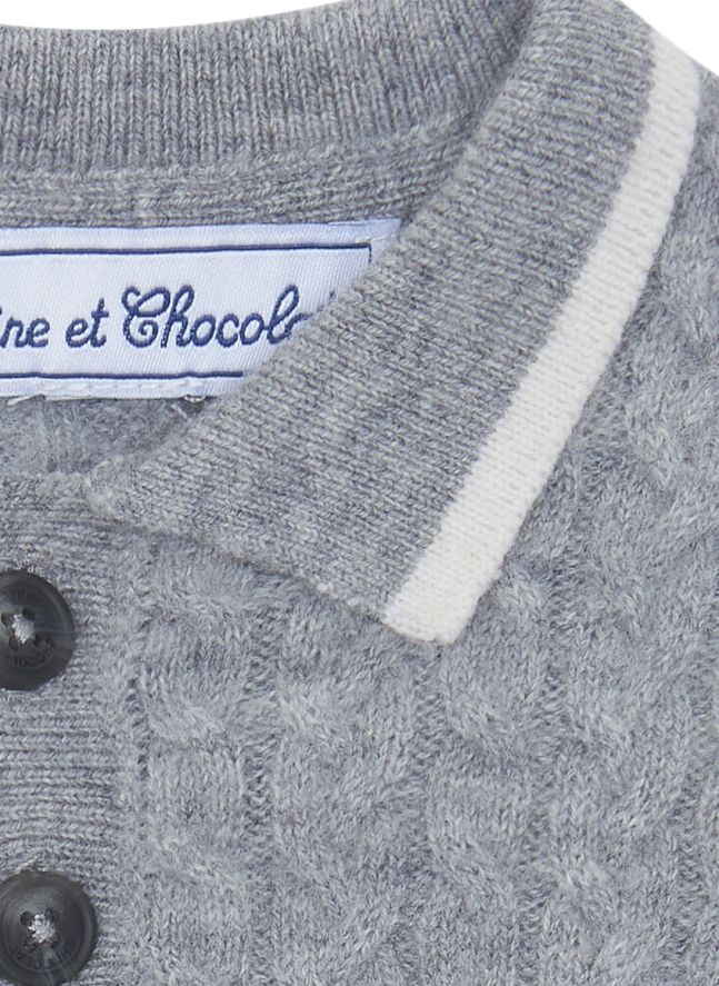 Baby Wool Polo Neck Sweater | Heather grey
