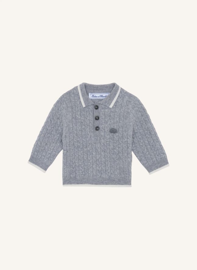 Baby Wool Polo Neck Sweater | Heather grey