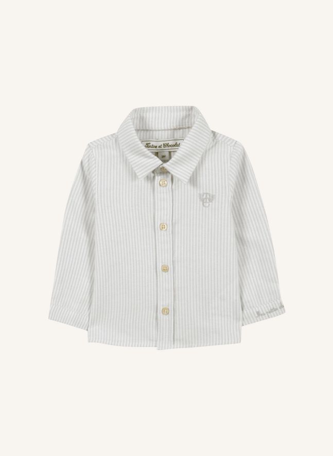 TC Striped Baby Shirt | Light grey