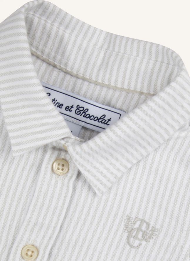 TC Striped Baby Shirt | Light grey