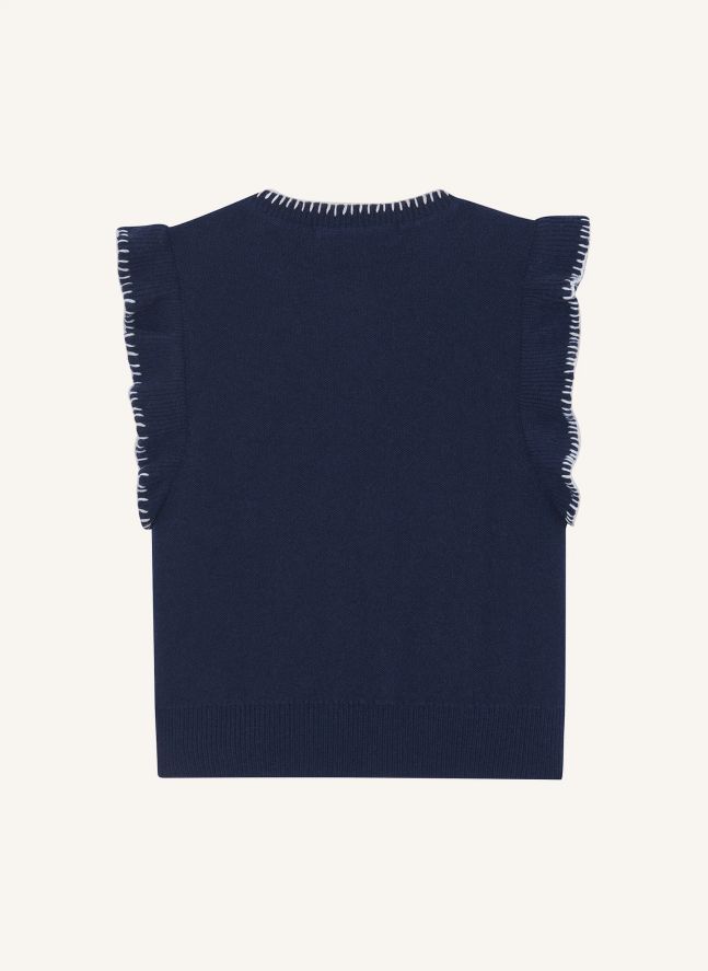 Pull Sans Manches Volants | Bleu marine