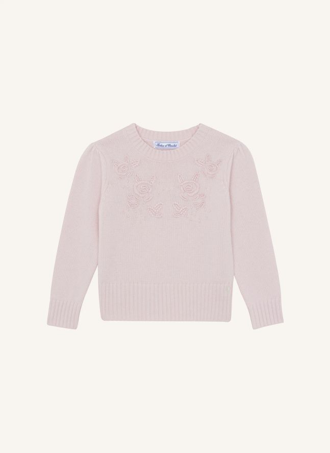 Pull Brodé Roses Laine | Rose
