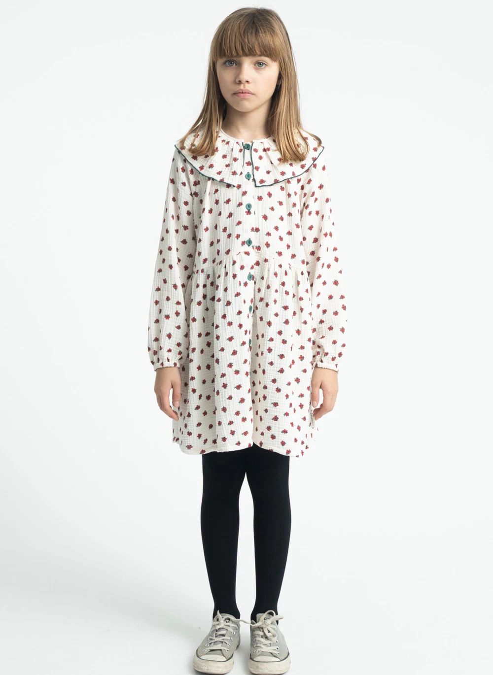 Robe Fleurie Coton Bio | Ecru- Image produit n°1