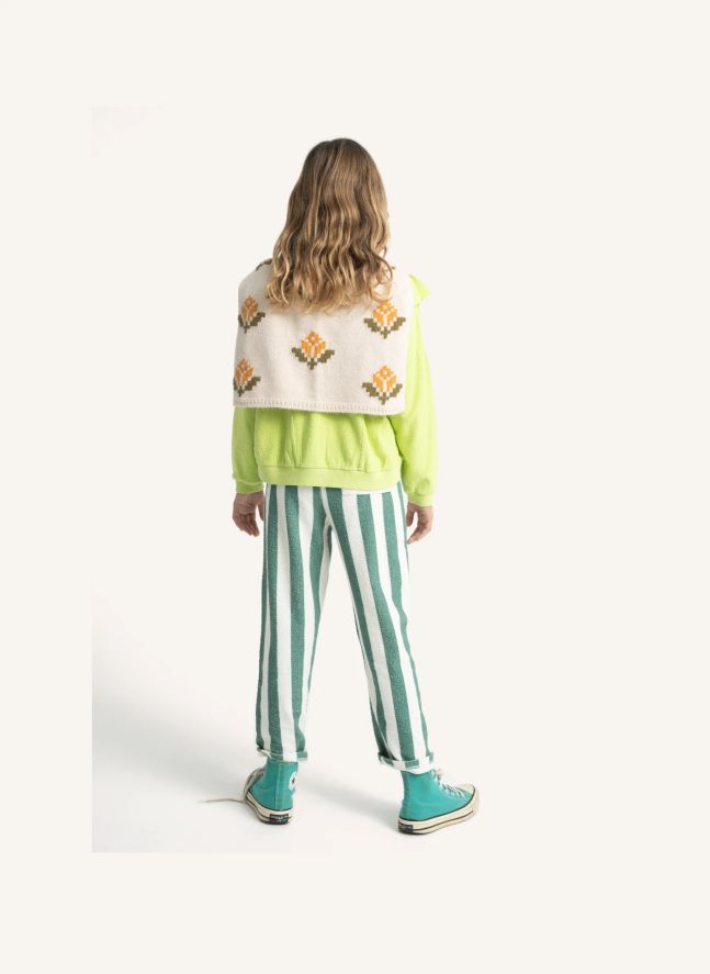 Pantalon Rayé Eponge Coton Bio | Ecru