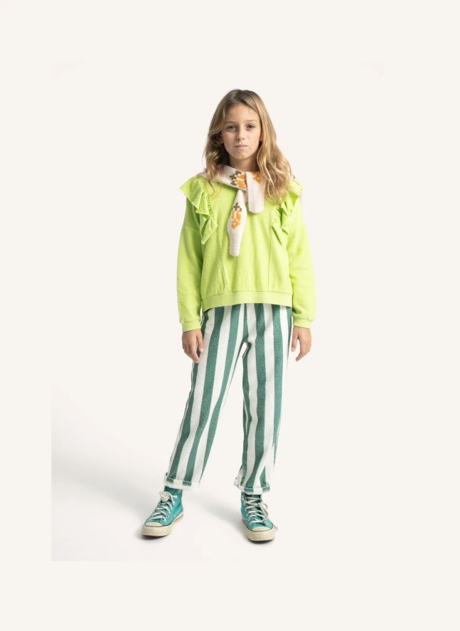 Pantalon Rayé Eponge Coton Bio | Ecru