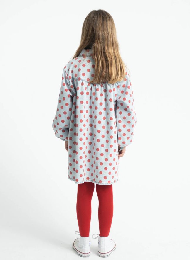 Robe Pois Denim | Bleu Clair