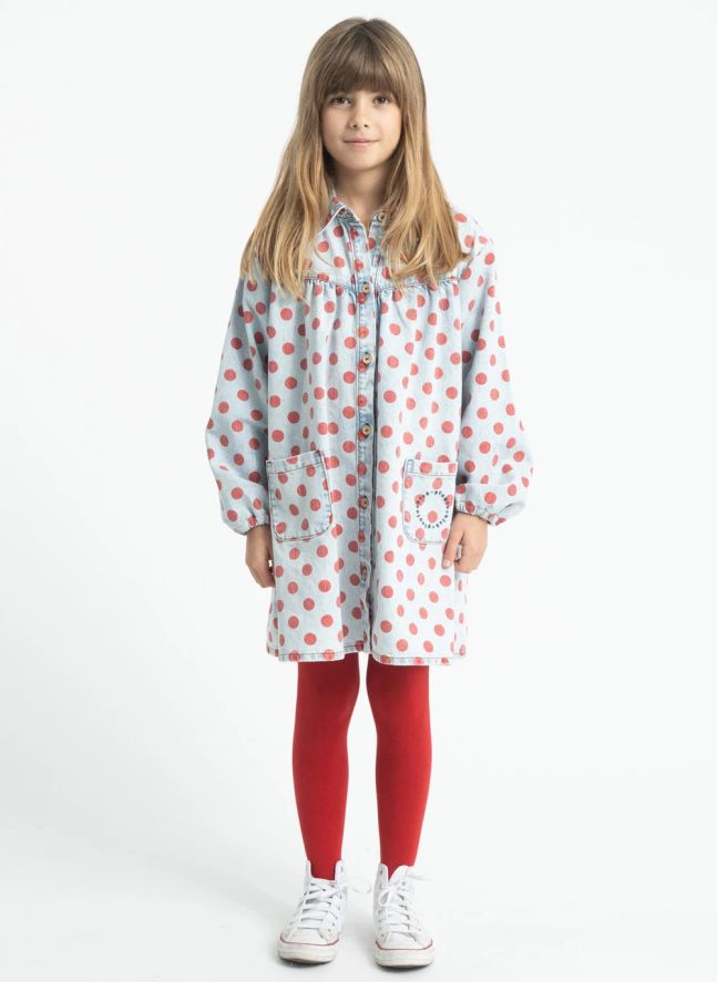 Robe Pois Denim | Bleu Clair