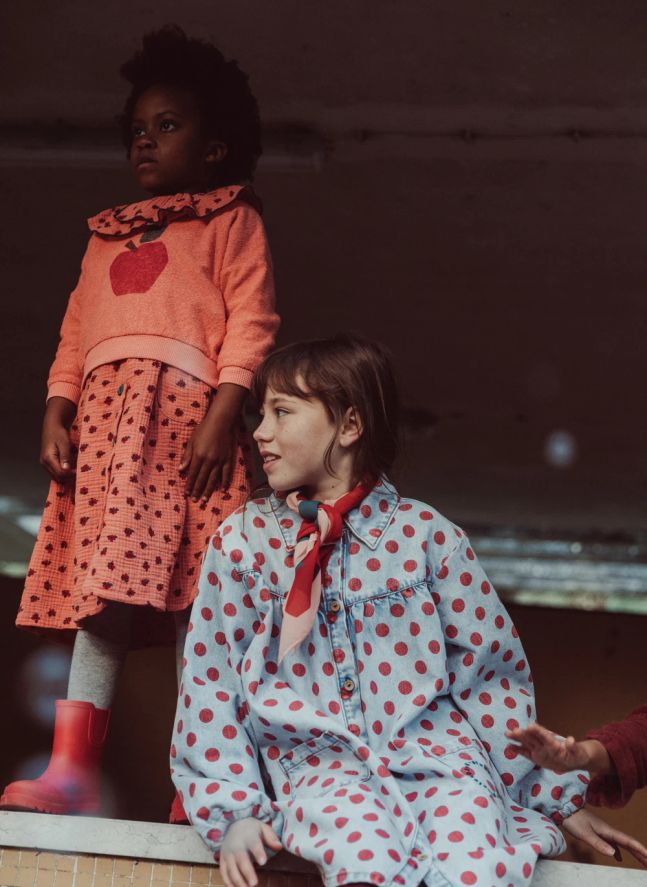 Robe Pois Denim | Bleu Clair