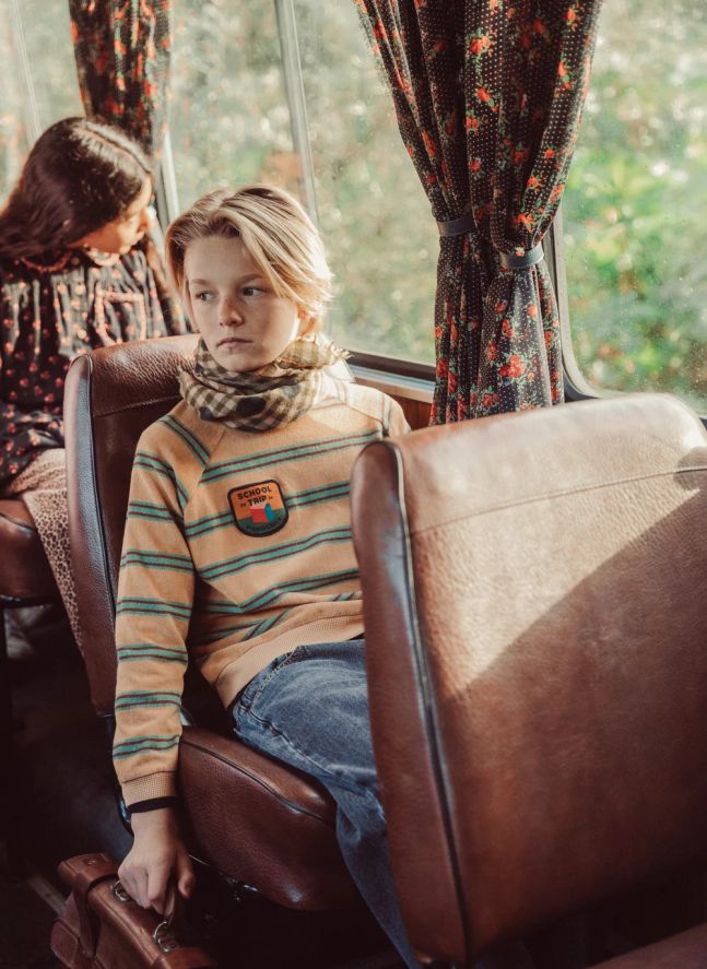 Sweat Rayé Eponge Coton Bio | Jaune
