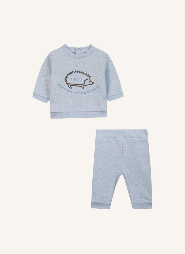 Chiné Sweat and Jogger Set | Sky blue