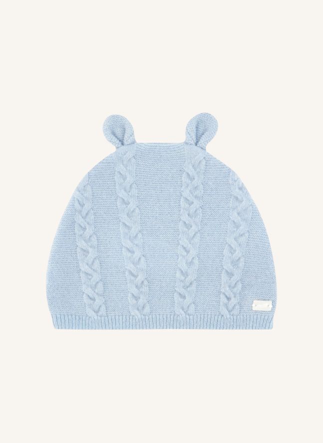 Bonnet Torsadé Oreilles Laine | Bleu Clair