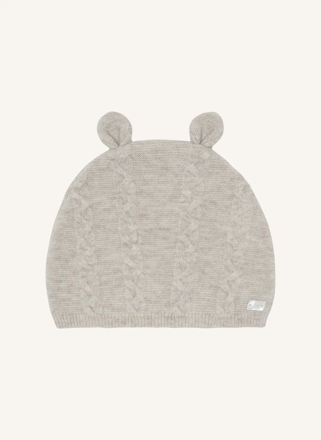 Bonnet Torsadé Oreilles Laine | Beige chiné