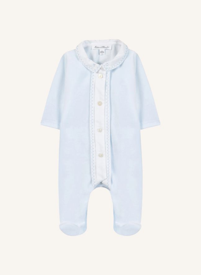 Polo-collar pyjamas | Light blue