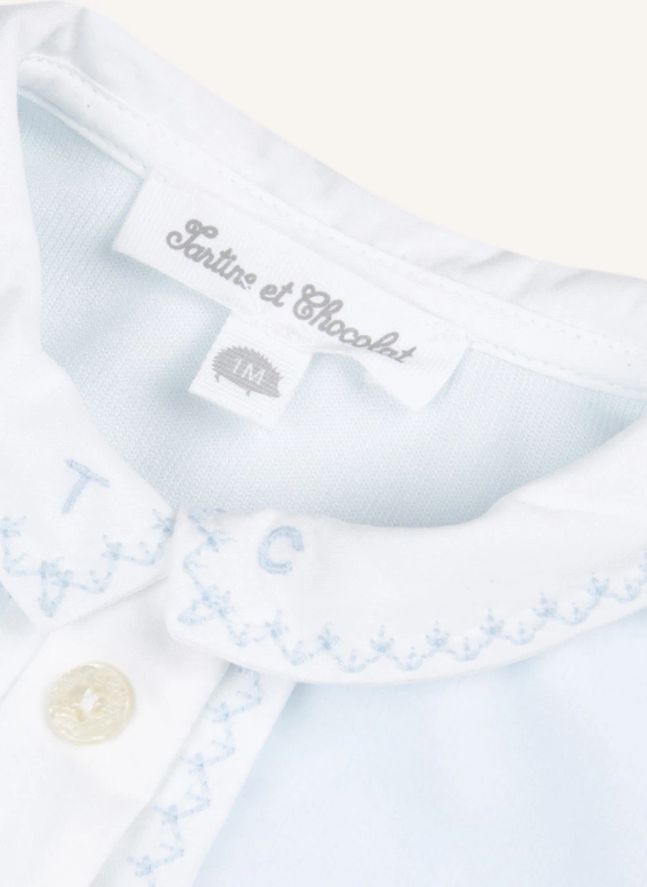 Polo-collar pyjamas | Light blue