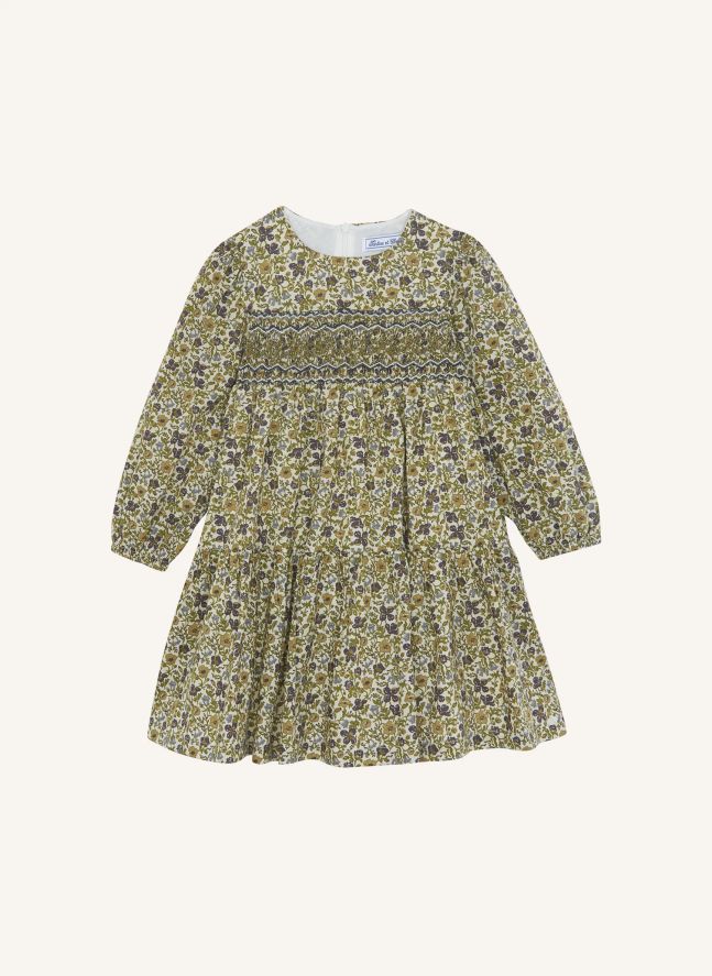 Robe Smockée Fleurie | Vert