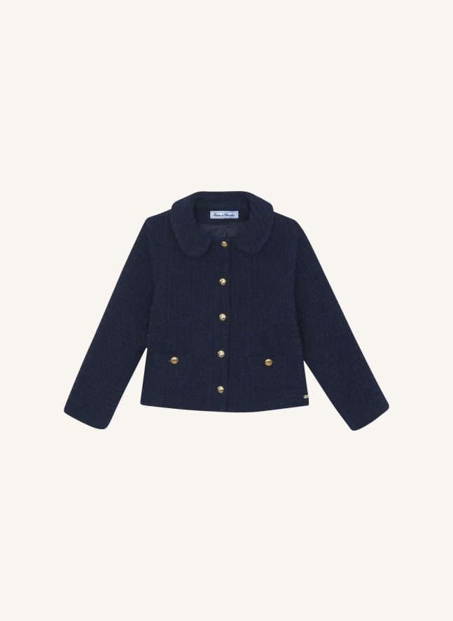 Veste Col Claudine Tweed | Bleu marine
