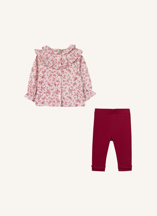 Conjunto de blusa y pantalón | Rojo Cereza