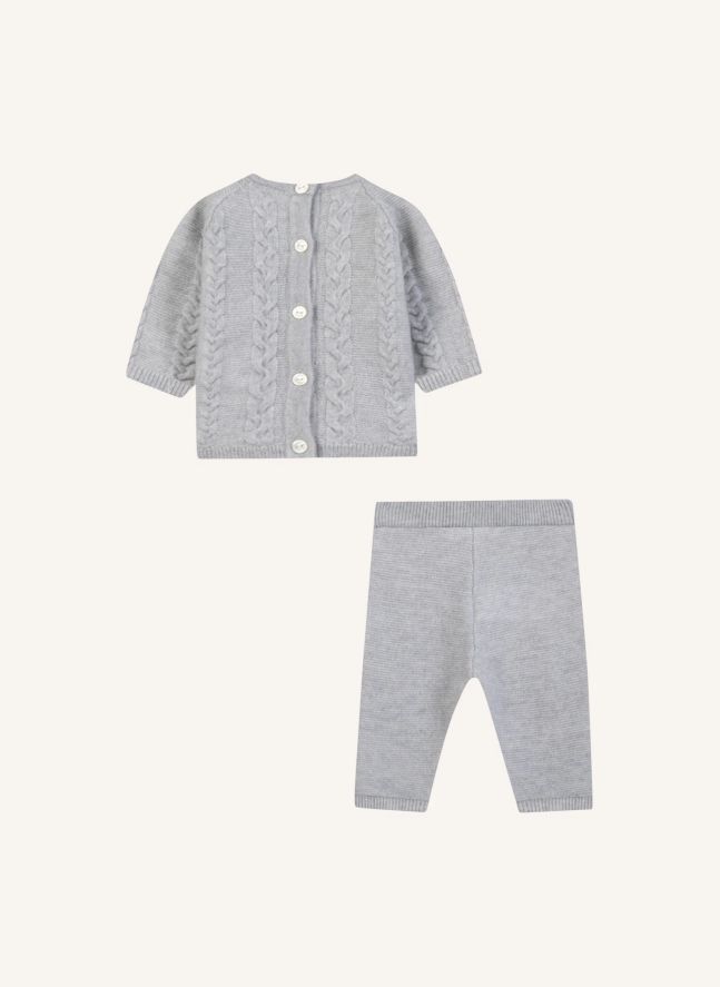 Wool Twisted Sweater and Pants Set | Heather grey
