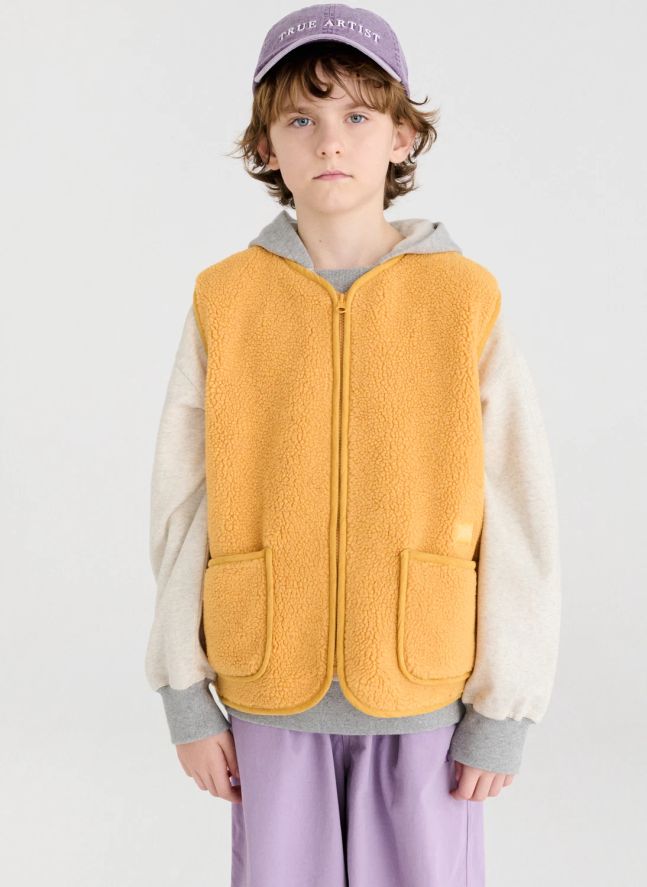 Veste Sans Manches Façon Sherpa N°6 | Jaune