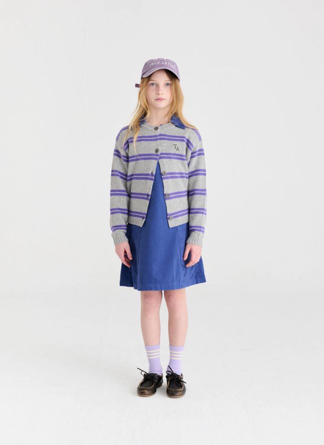 Gilet N°6 Rayé Laine | Gris
