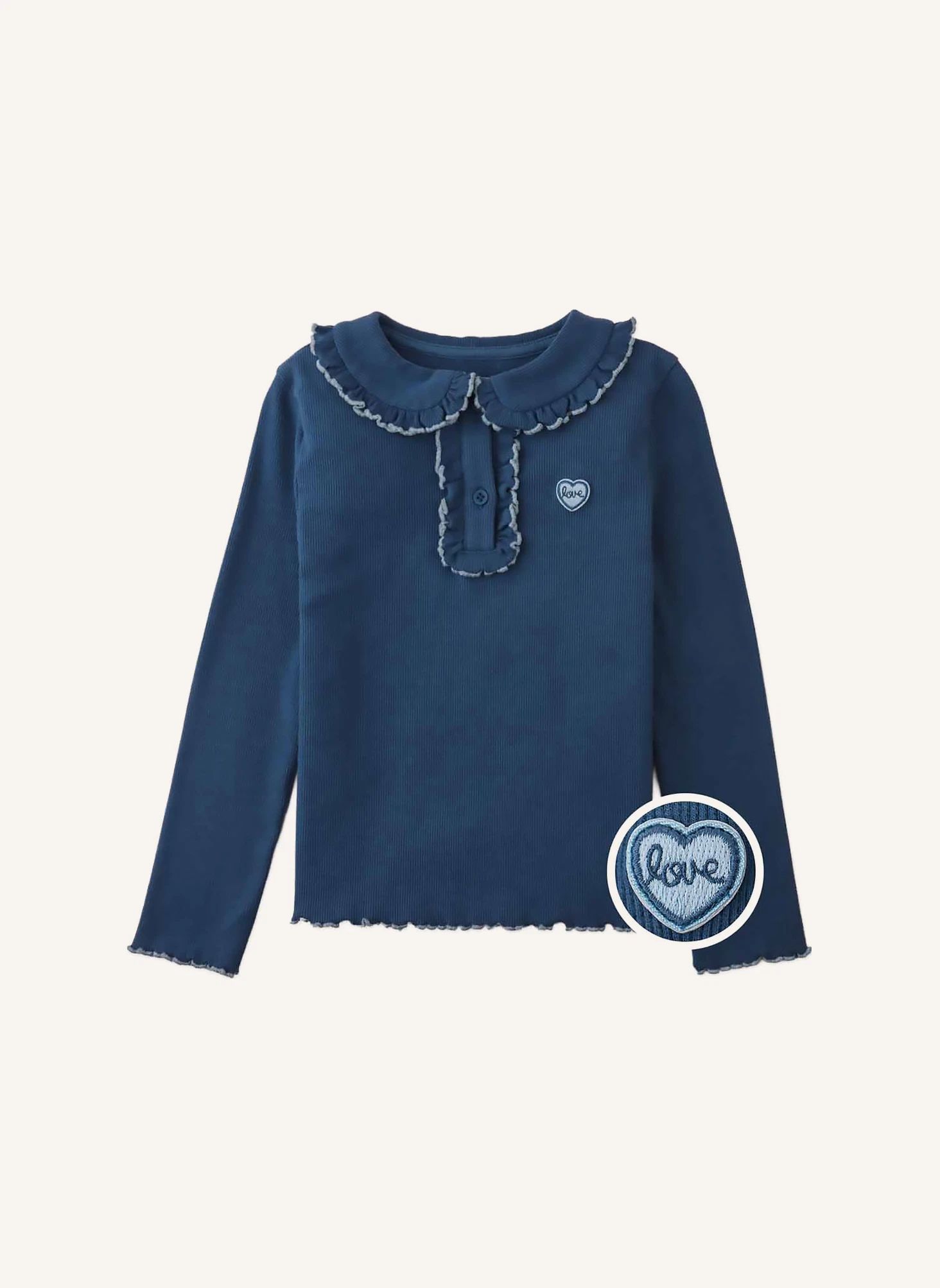 T-shirt Côtelé Geraldine | Bleu- Image produit n°0