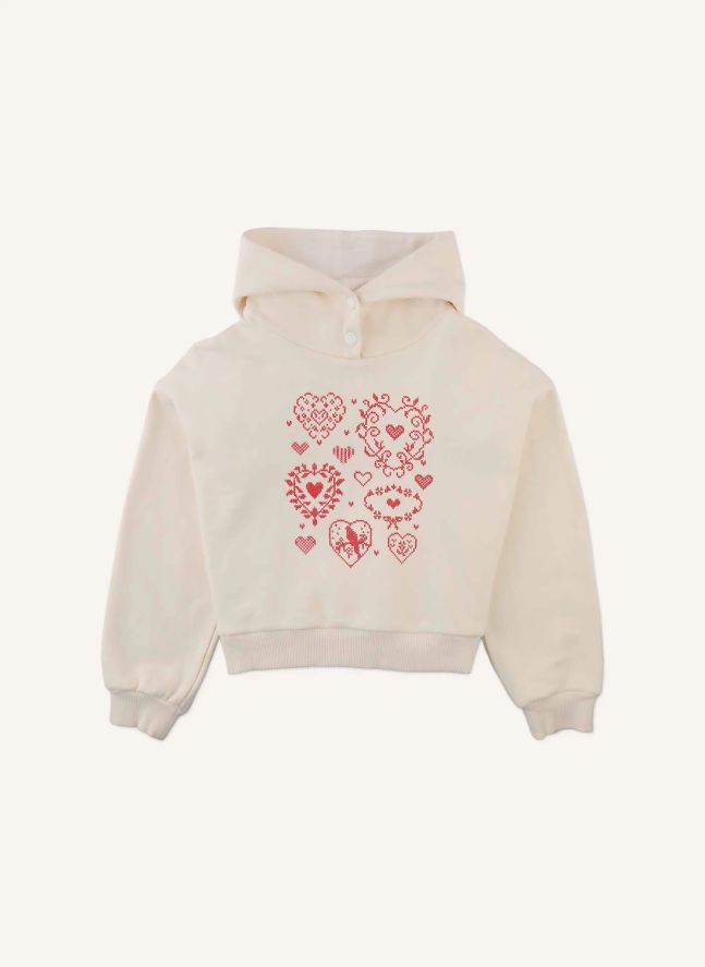 Sweat Capuche Brodé Isabela | Ecru