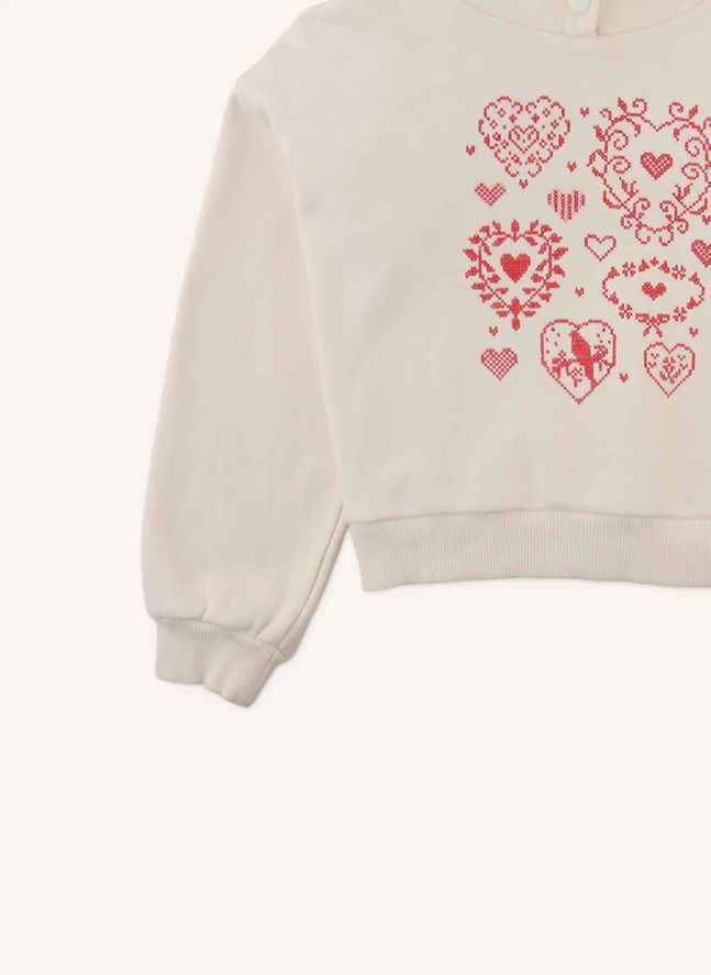 Sweat Capuche Brodé Isabela | Ecru