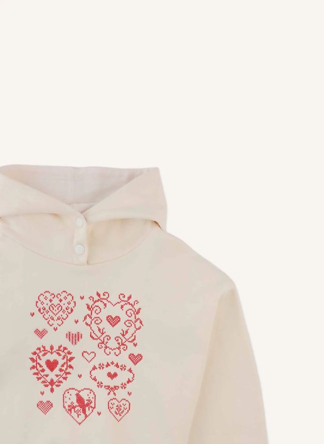 Sweat Capuche Brodé Isabela | Ecru
