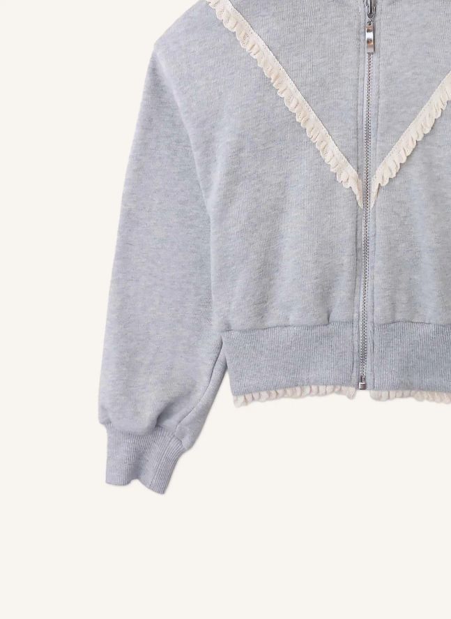 Sweat Zippé Dentelle Elspeth | Gris