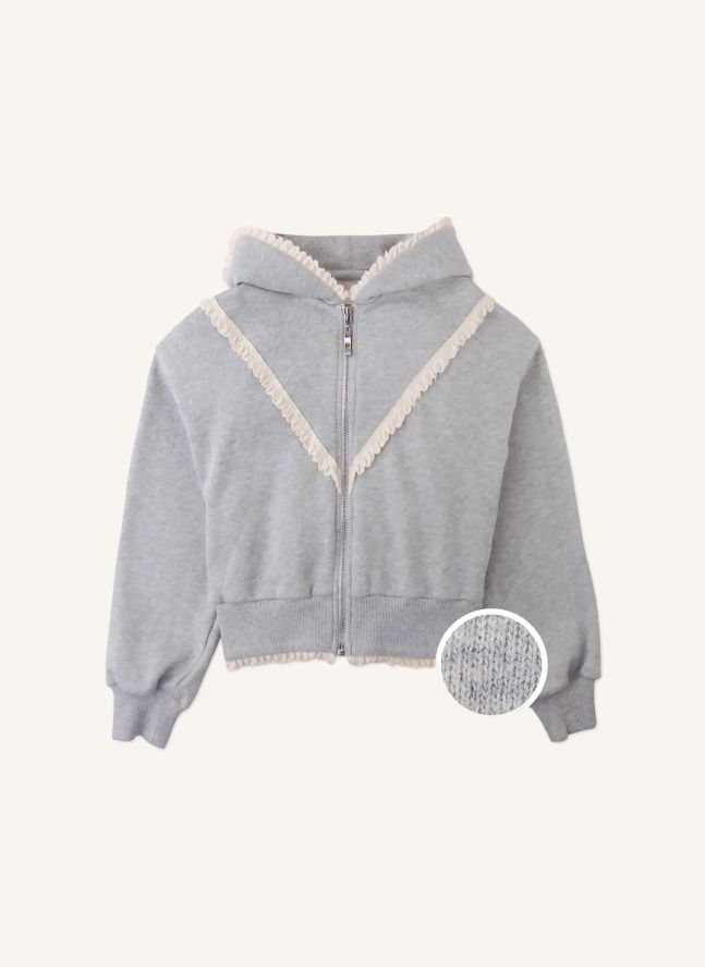 Sweat Zippé Dentelle Elspeth | Gris
