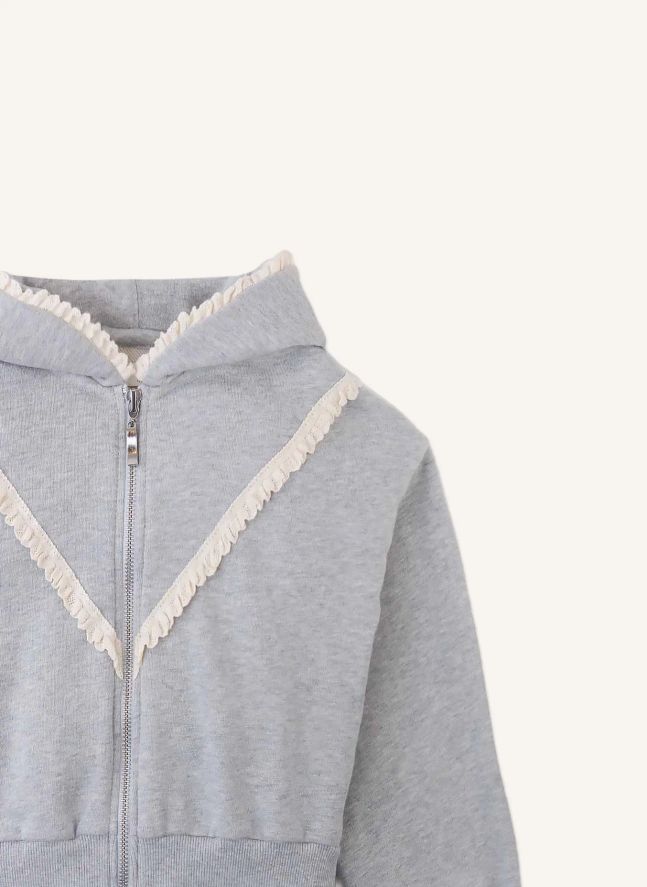 Sweat Zippé Dentelle Elspeth | Gris