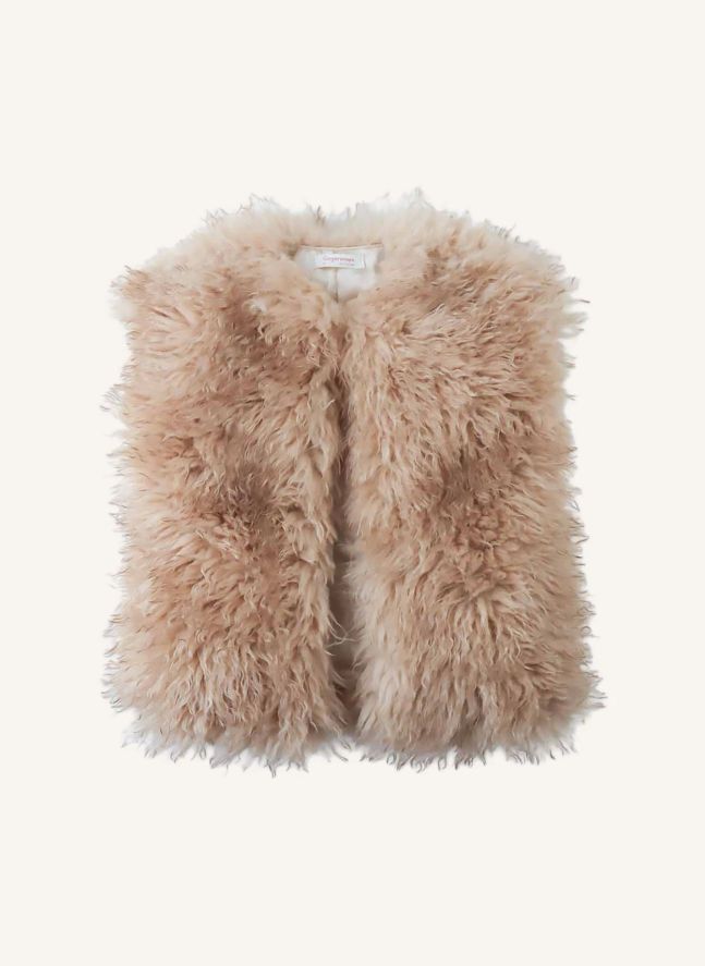 Veste Sans Manches Façon Fourrure Thomasina | Beige