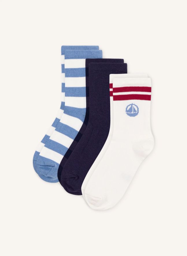 Lot de 3 Paires de Chaussettes Rayées | Bleu