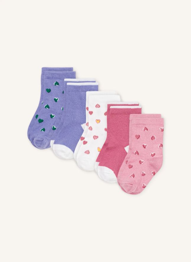 Lot de 5 Paires de Chaussettes Cœurs | Violet