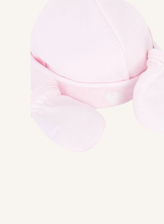 Ensemble Bonnet et Moufles Velours Coton Bio | Rose pâle