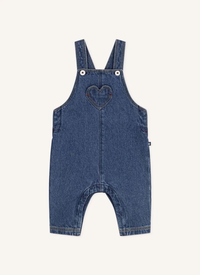 Salopette Cœur Denim Coton Bio | Bleu