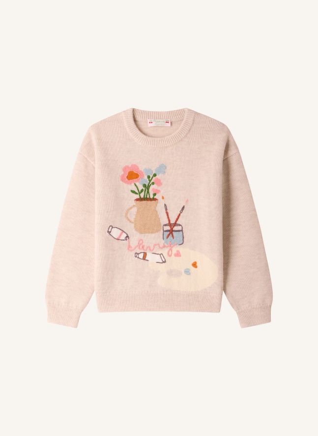 Pull Tahini Peinture Laine | Beige