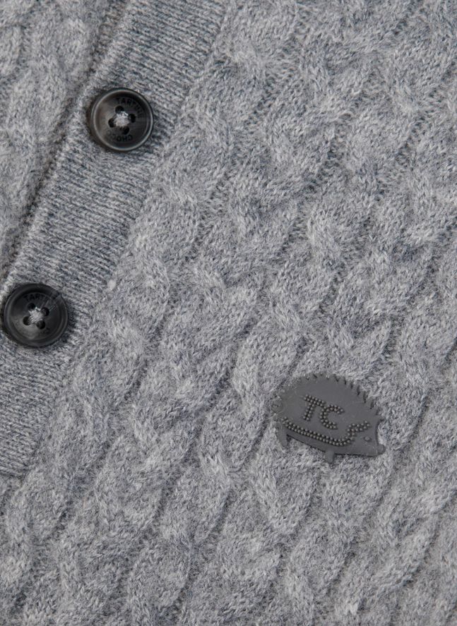 Pull Col Polo Torsadé Laine | Gris chiné